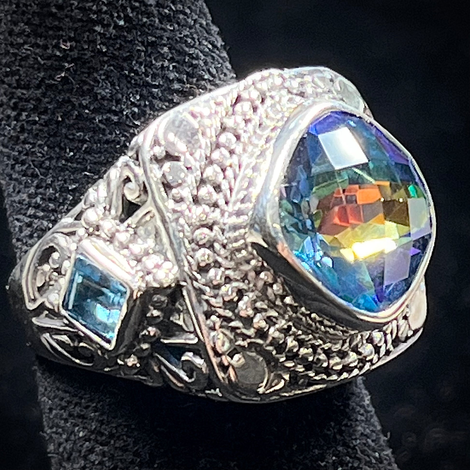Synthetic Mystic Topaz Ring Sterling Silver – Burton's Gems and