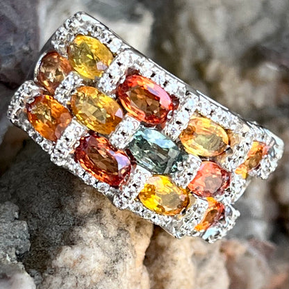 Orange Sapphire Ring | Sterling Silver