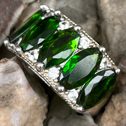 Chrome Diopside & CZ Ring | Sterling Silver