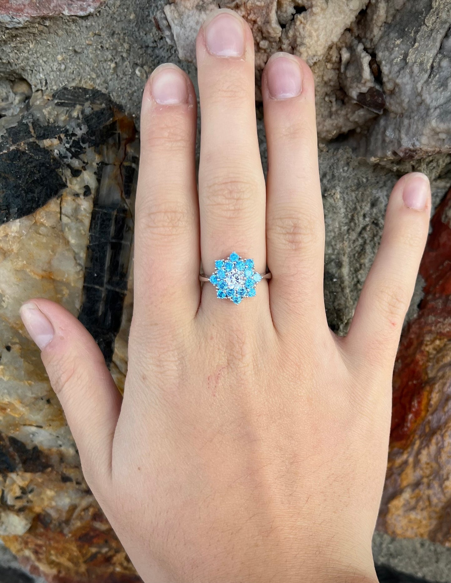 Apatite and Cubic Zirconia Ring | Sterling Silver
