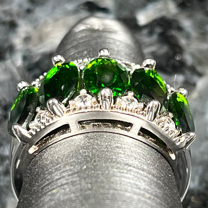 Chrome Diopside & CZ Ring | Sterling Silver