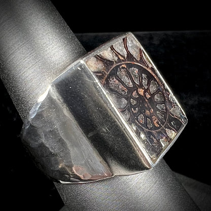 "Starborn" Ammonite Fossil Ring | Sterling Silver | Estate