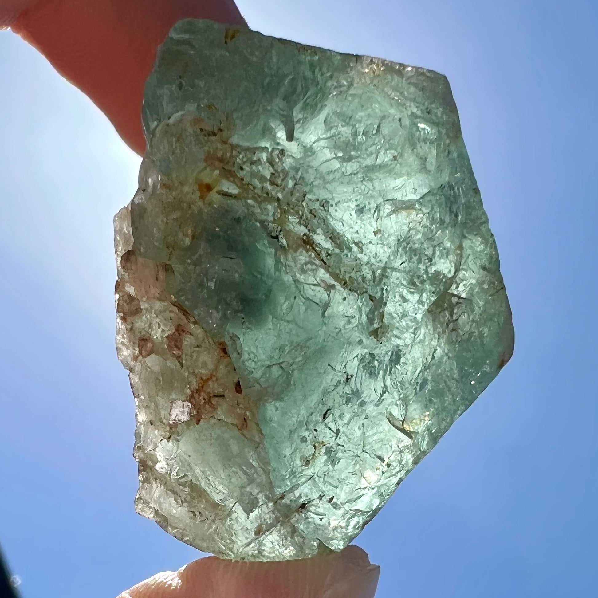 A light greenish blue aquamarine crystal from Brazil.