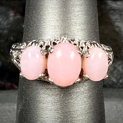 Polly ~ Sterling Silver Pink Peruvian Opal Ring