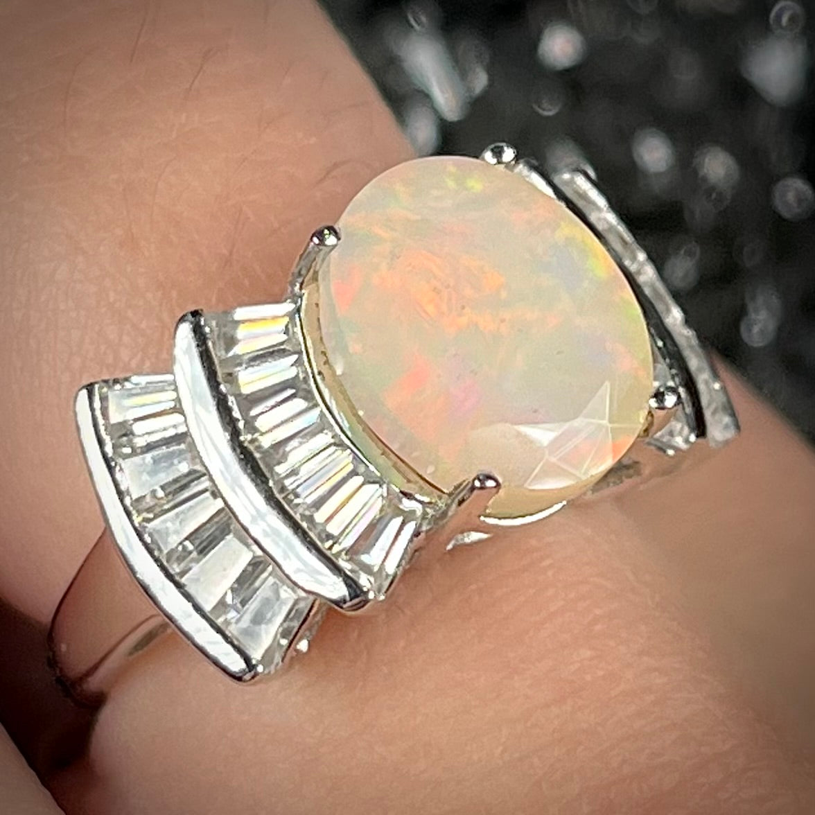 Jenny | Sterling Silver Faceted Ethiopian Fire Opal Ring