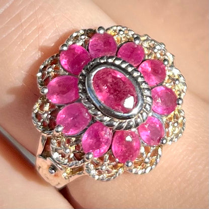Filigree Scalloped Edge Ruby Ring | Sterling Silver