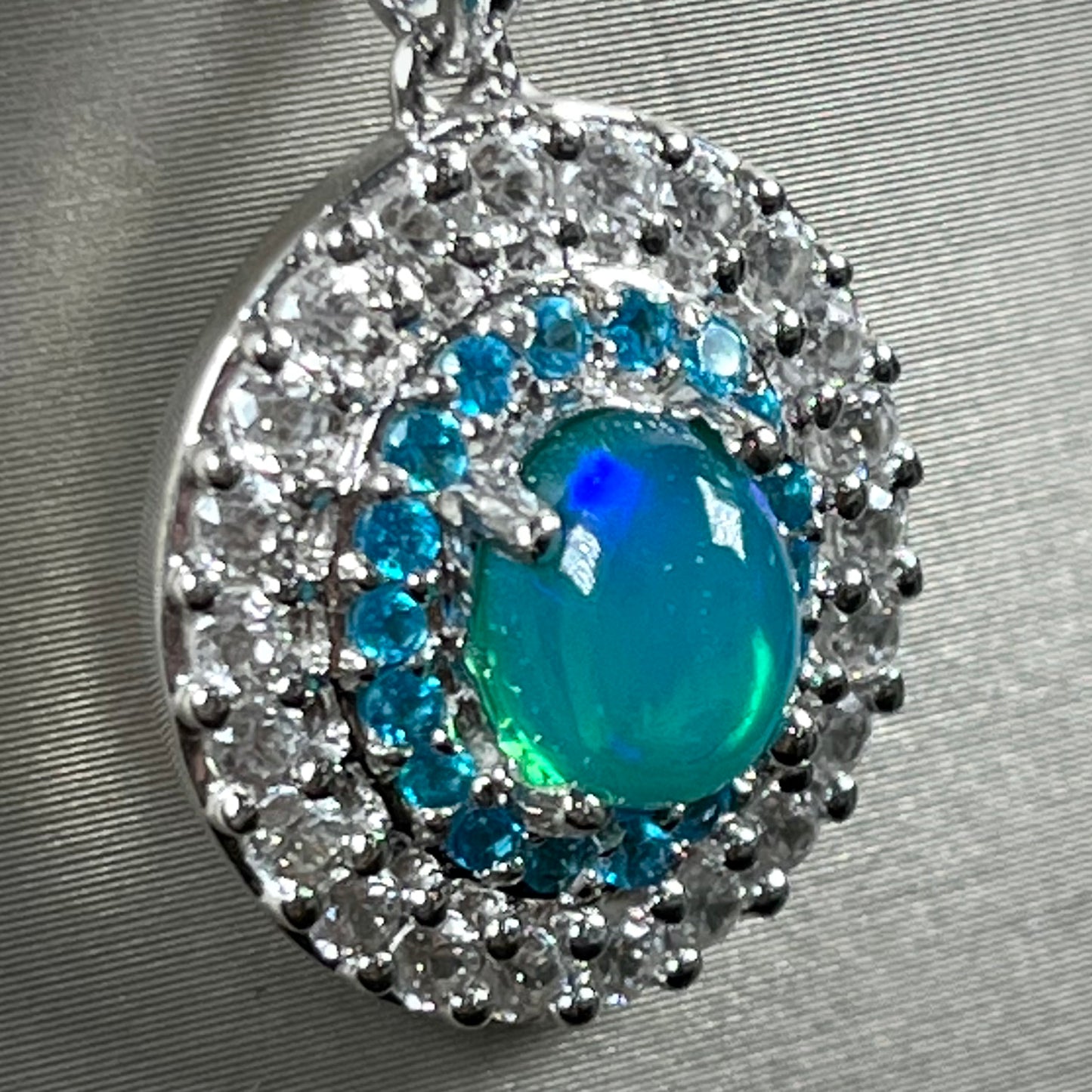 Cordelia | Silver Treated Ethiopian Opal & Apatite Necklace