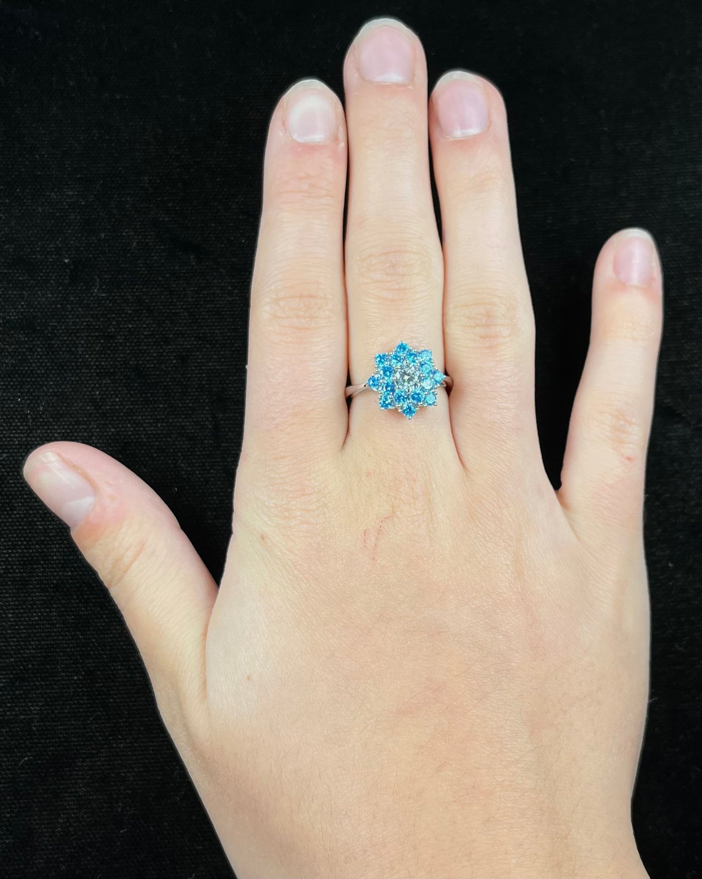 Apatite and Cubic Zirconia Ring | Sterling Silver