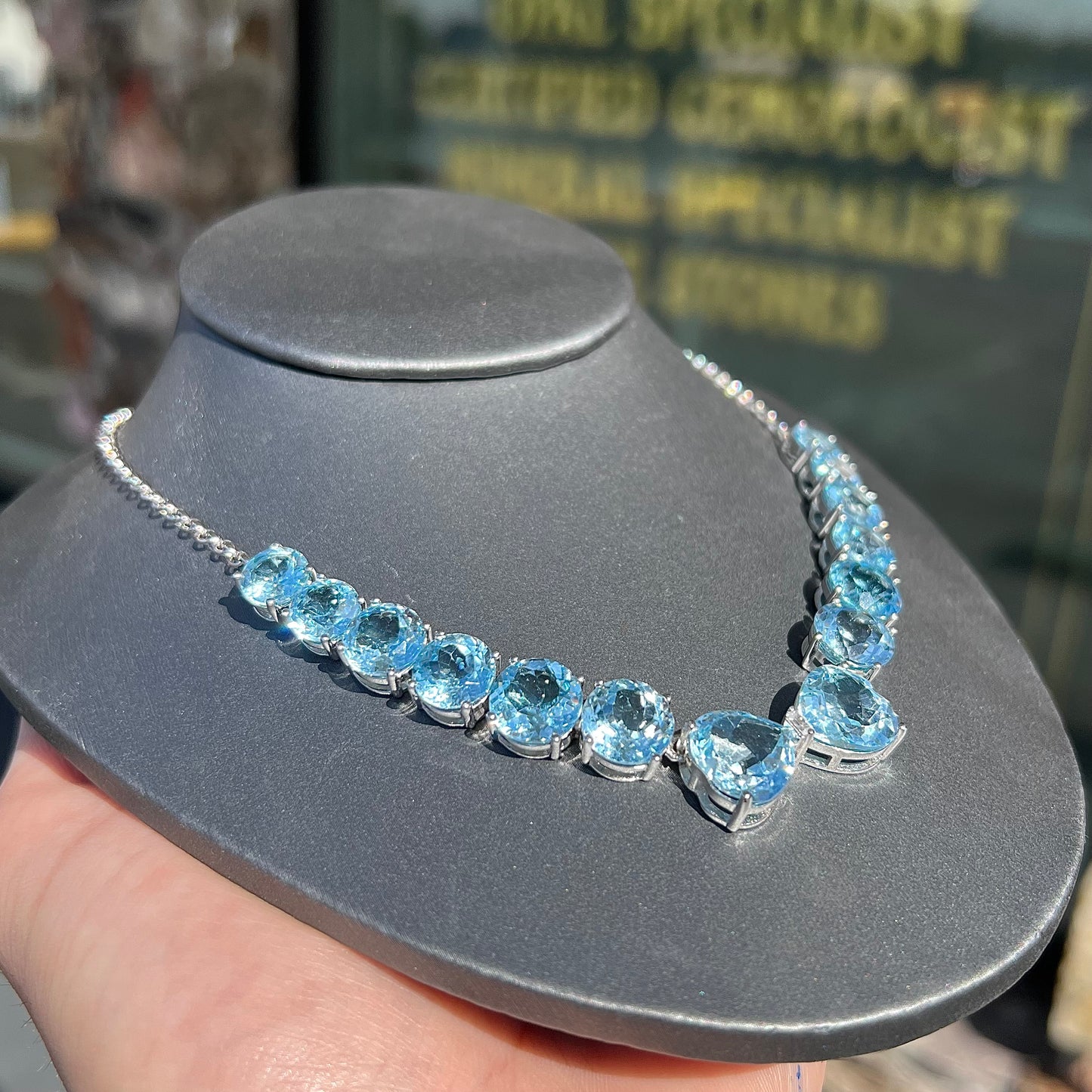 Blue Topaz & Zircon Necklace | Sterling Silver