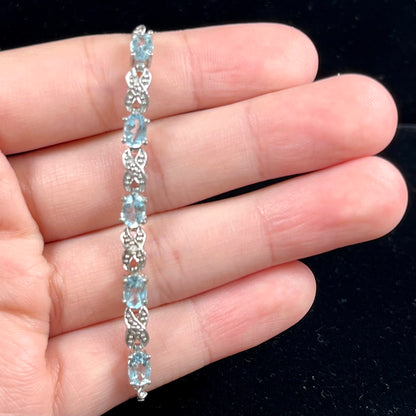 Blue Topaz Infinity Bracelet | Sterling Silver
