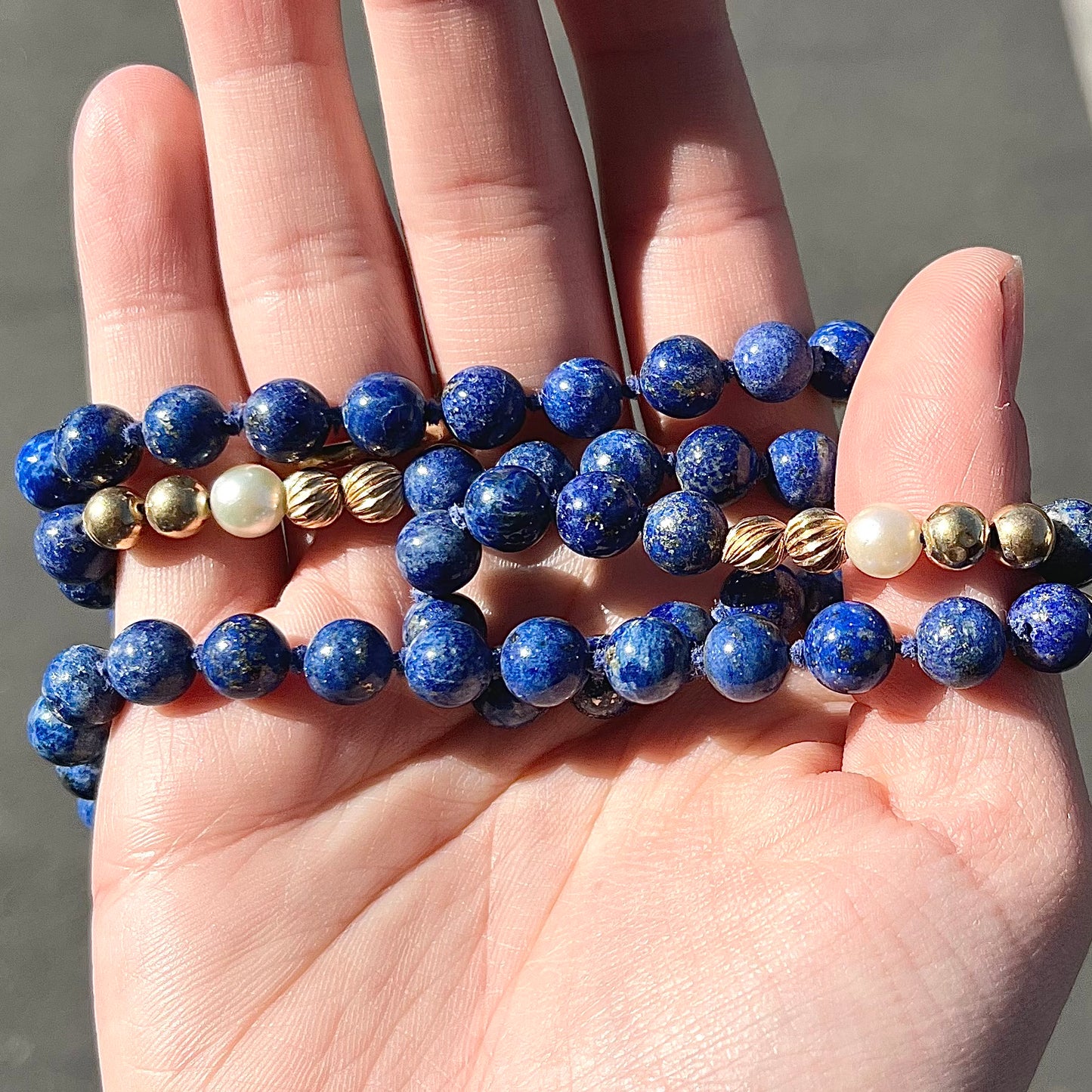 Lapis Lazuli Bead Necklace | 14kt | Estate