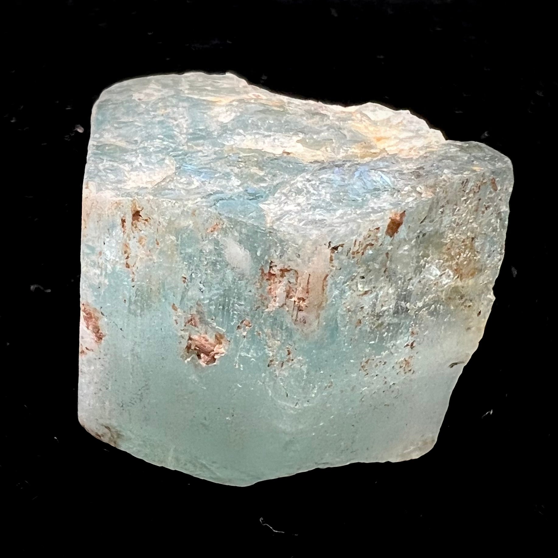 A light greenish blue aquamarine crystal from Brazil.