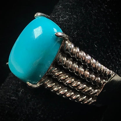 Sleeping beauty turquoise ring set in sterling silver with split shank.