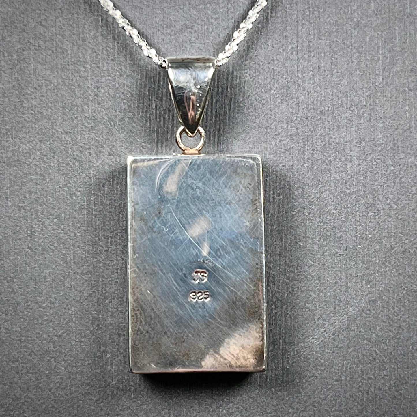 Onyx and Synthetic Opal Inlay Pendant | Sterling Silver
