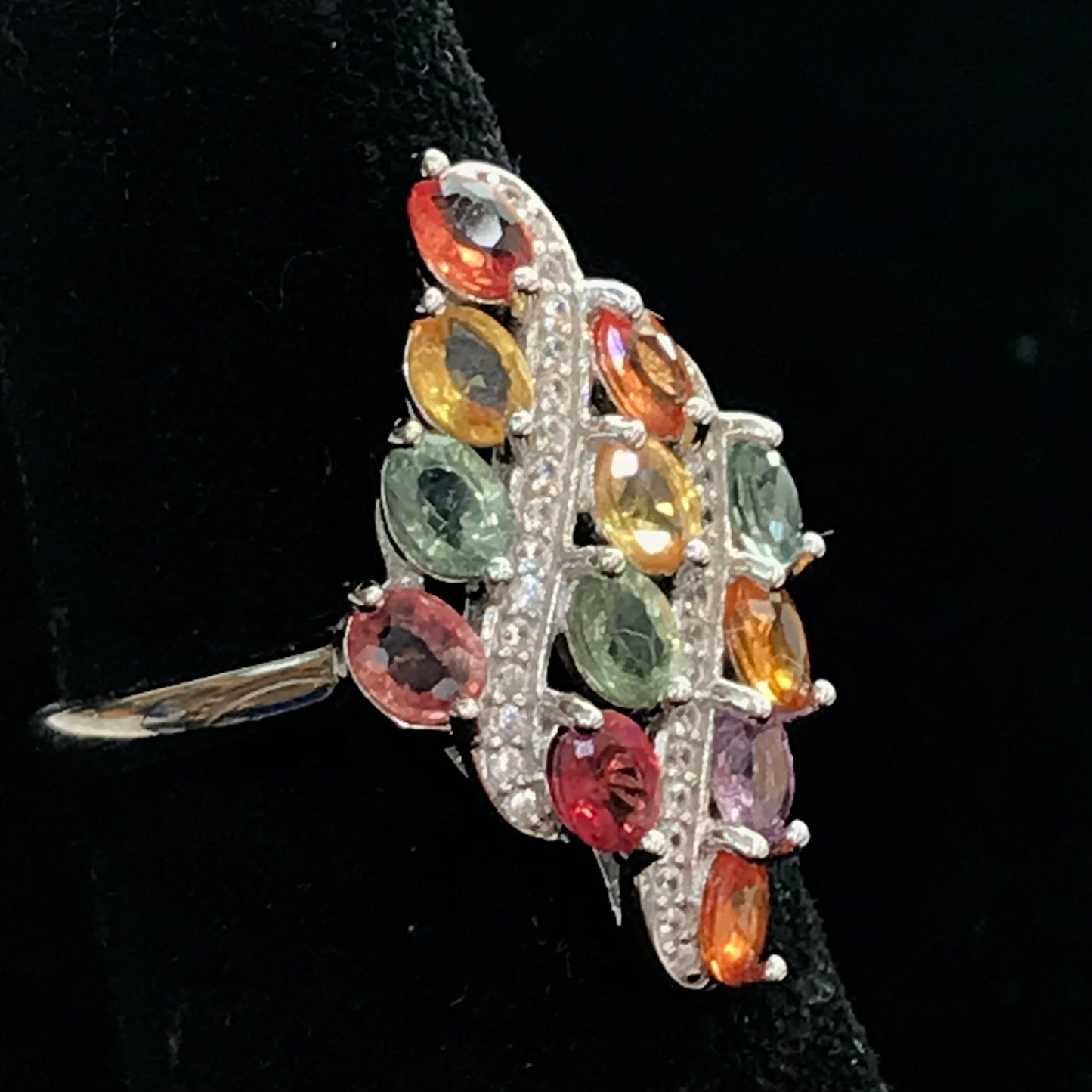 Multicolor Natural Sapphire Ring | Sterling Silver
