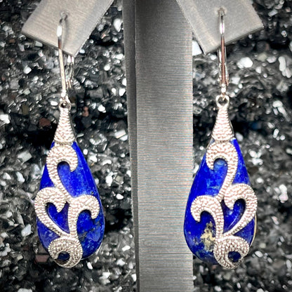Lapis Lazuli Teardrop Earrings | Sterling Silver
