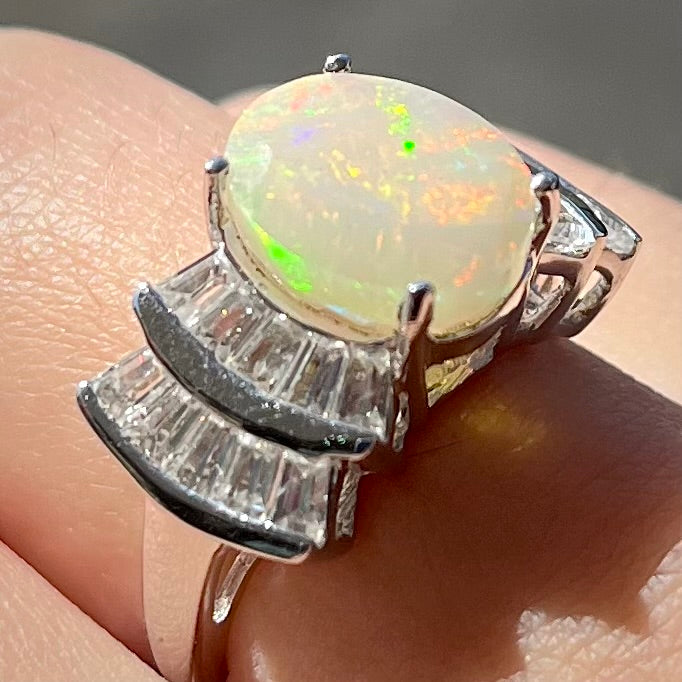 12 Carat Natural Mexican Fire Opal Ring in .925 Sterling Silver