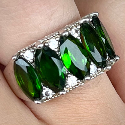 Chrome Diopside & CZ Ring | Sterling Silver