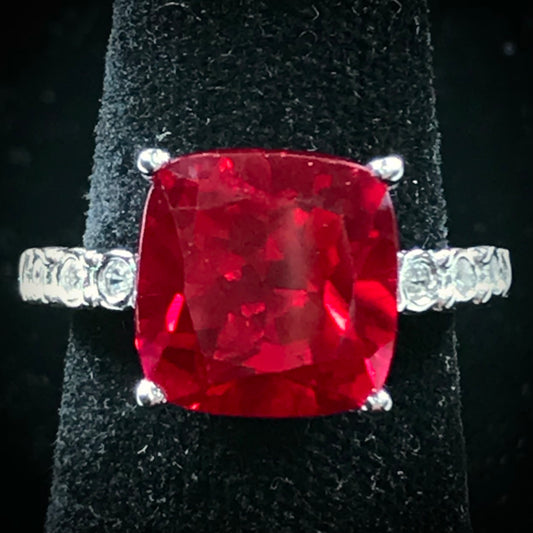 Classic Style Lab Created Ruby Ring | Sterling Silver