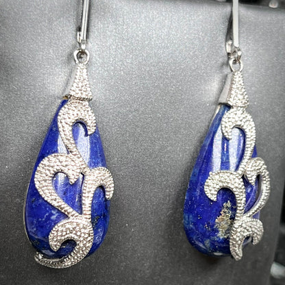 Lapis Lazuli Teardrop Earrings | Sterling Silver