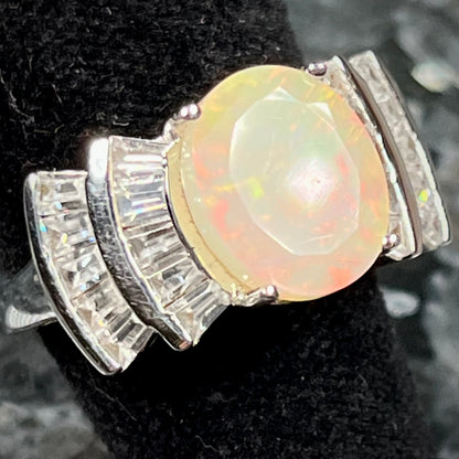 Jenny | Sterling Silver Faceted Ethiopian Fire Opal Ring