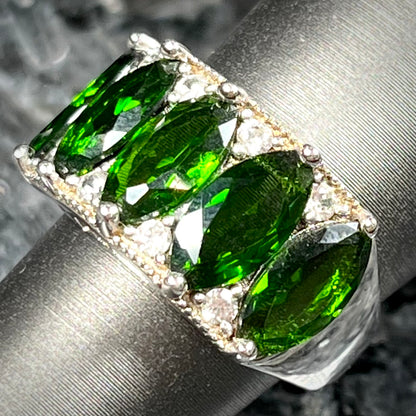 Chrome Diopside & CZ Ring | Sterling Silver