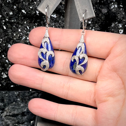 Lapis Lazuli Teardrop Earrings | Sterling Silver