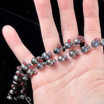 Faceted Pearl & Garnet Necklace