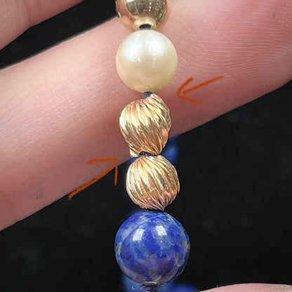Lapis Lazuli Bead Necklace | 14kt | Estate