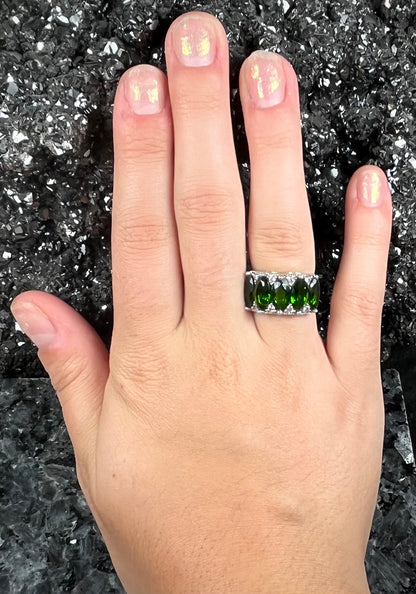 Chrome Diopside & CZ Ring | Sterling Silver