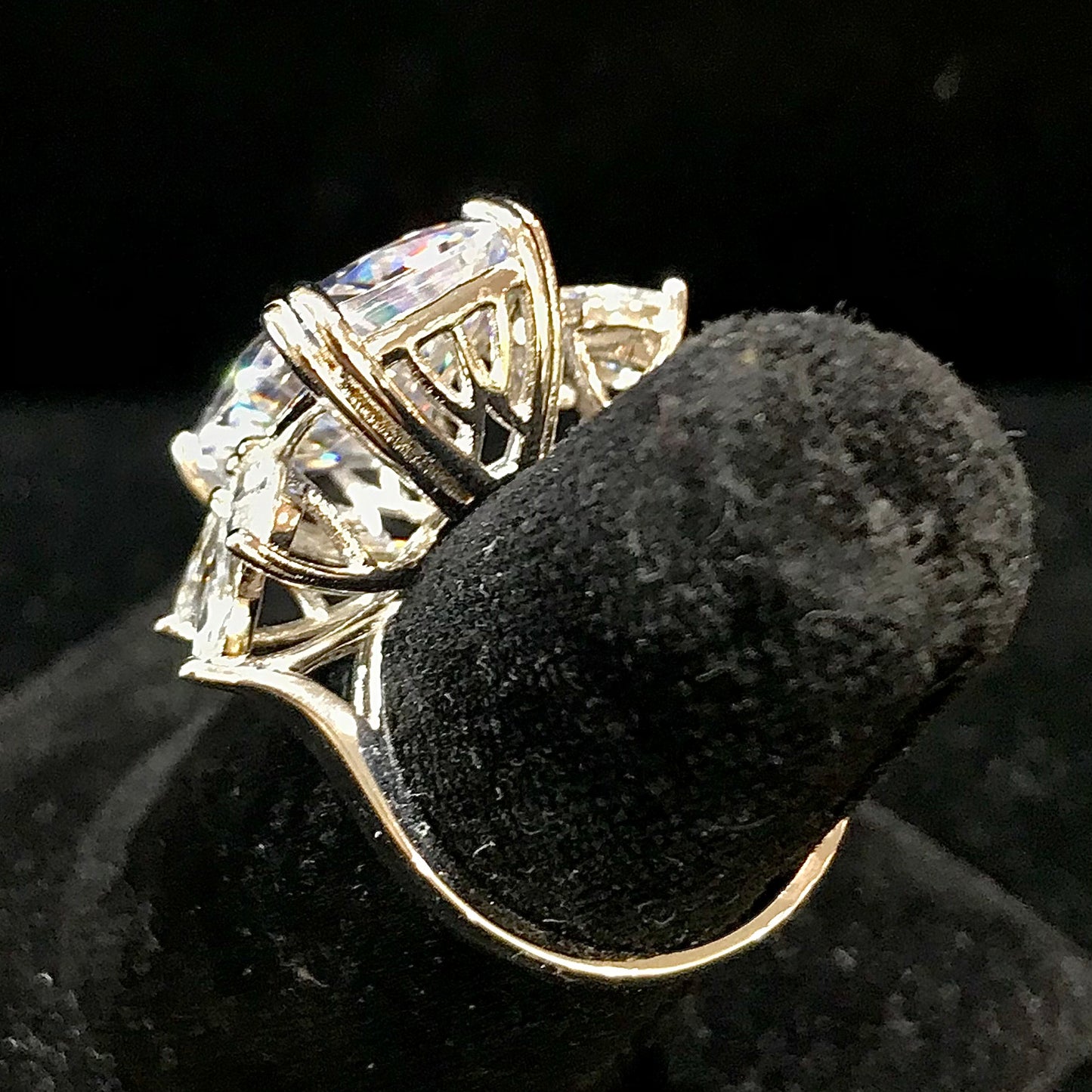 Winged white cubic zirconia ring set in sterling silver.
