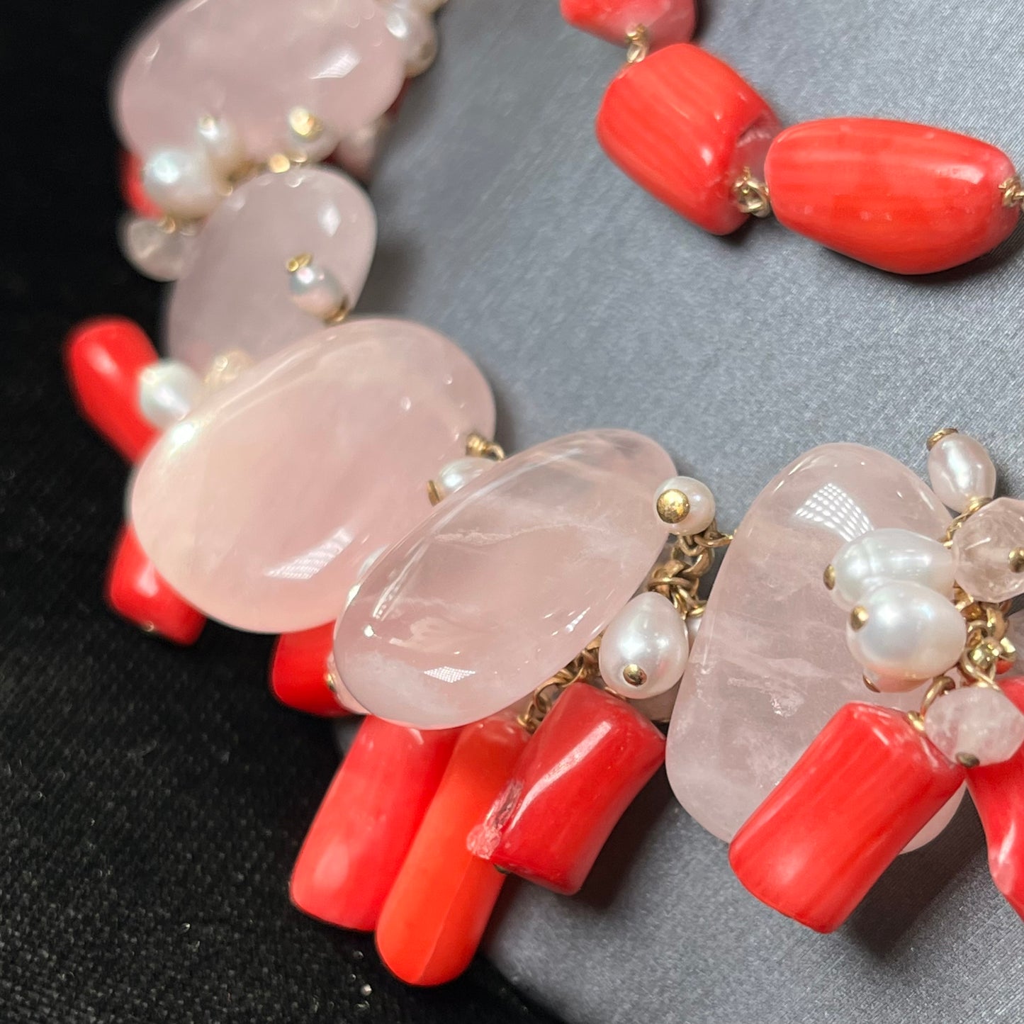 Rose Quartz & Coral Necklace