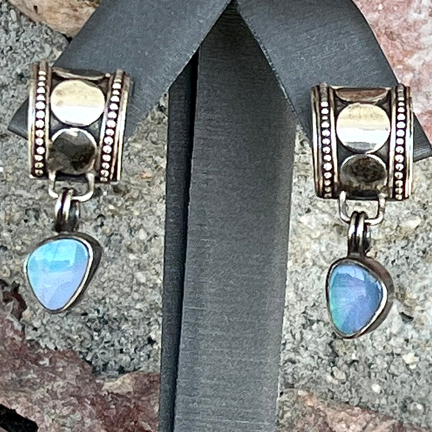 Kuzco and Pacha ~ Sterling Silver Semi-Black Opal Doublet Earrings