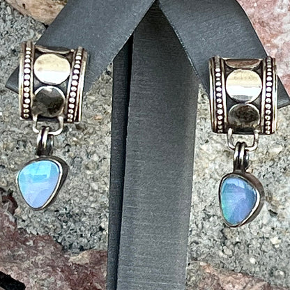 Kuzco and Pacha ~ Sterling Silver Semi-Black Opal Doublet Earrings