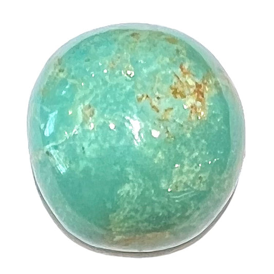 Loose round cabochon cut Royston turquoise stone.