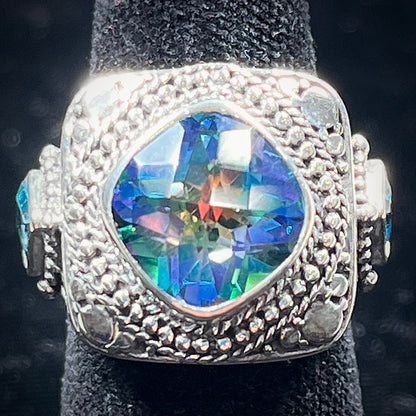 Synthetic Mystic Topaz Ring | Sterling Silver