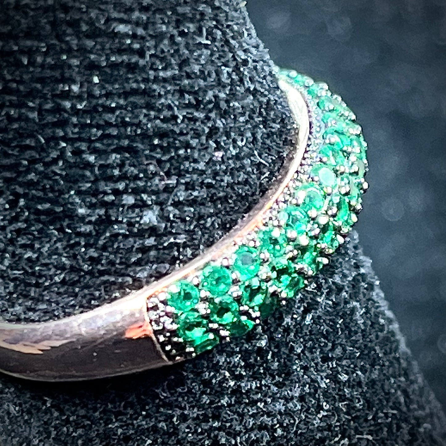 Synthetic Green Gemstone Band | Sterling Silver