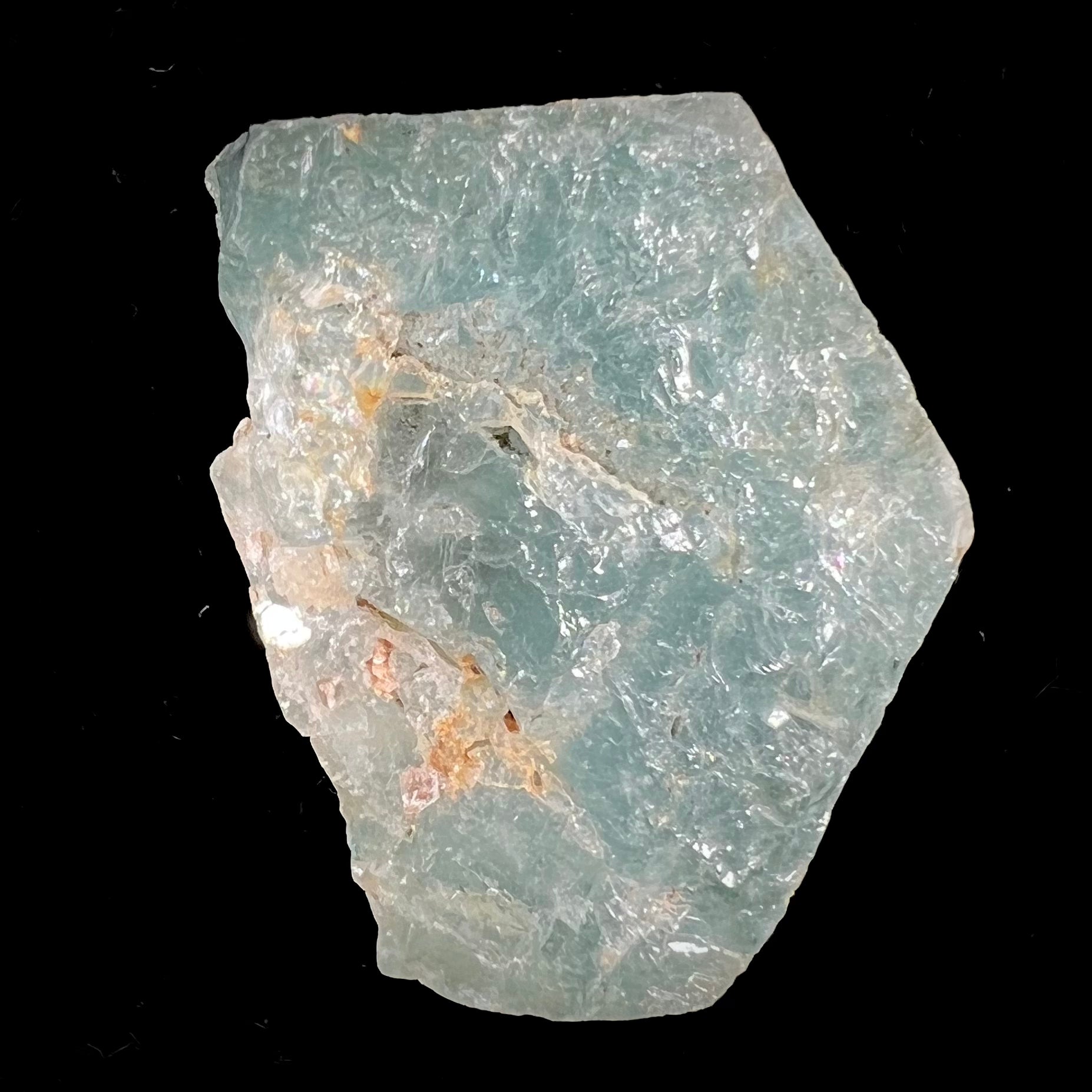 A light greenish blue aquamarine crystal from Brazil.