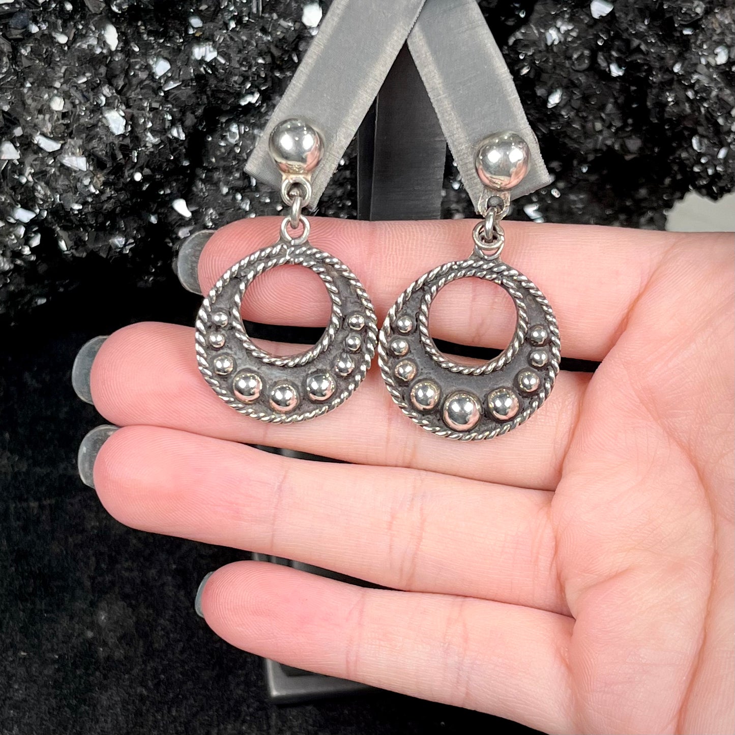 Dangle Hoop Earrings | Sterling Silver