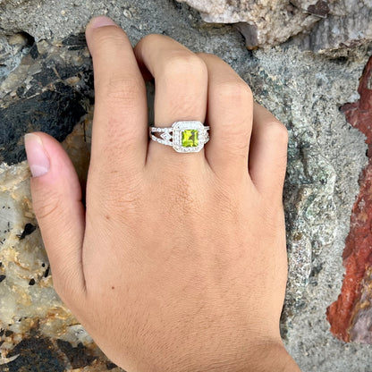 Princess Cut Peridot Ring Sterling Silver Burton s Gems and Opals