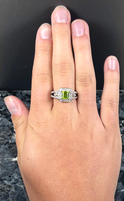 Princess Cut Peridot Ring | Sterling Silver