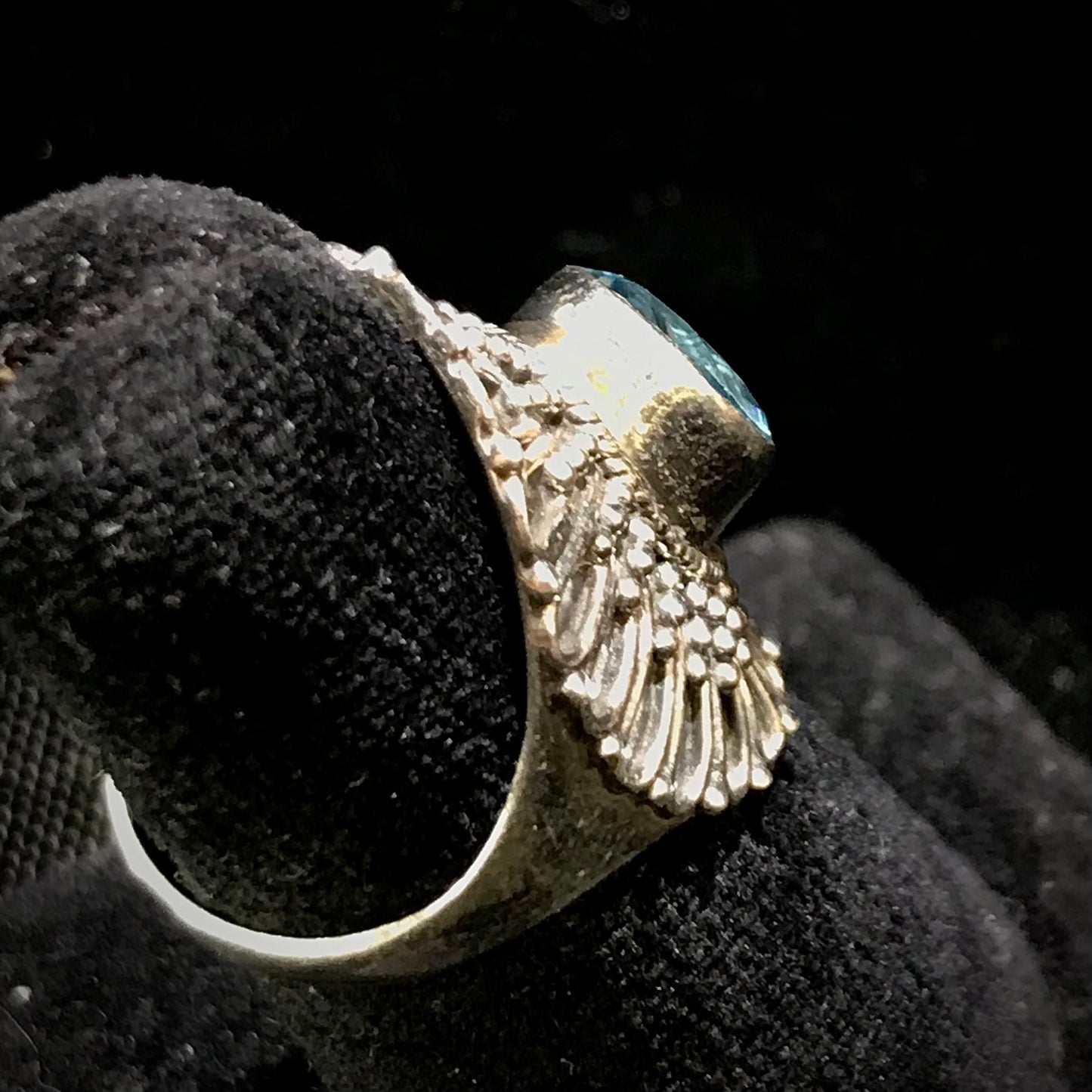 Blue Topaz Flower Petal Ring | Sterling Silver