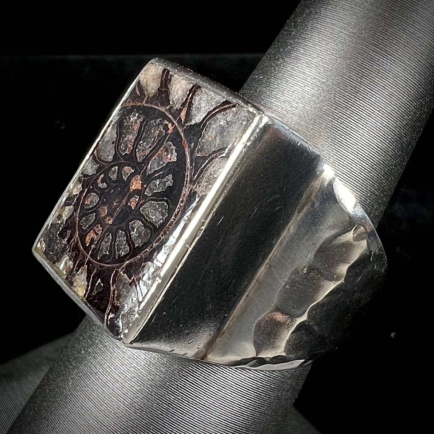 "Starborn" Ammonite Fossil Ring | Sterling Silver | Estate