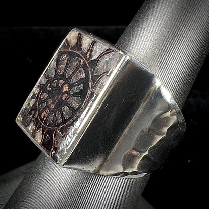 "Starborn" Ammonite Fossil Ring | Sterling Silver | Estate