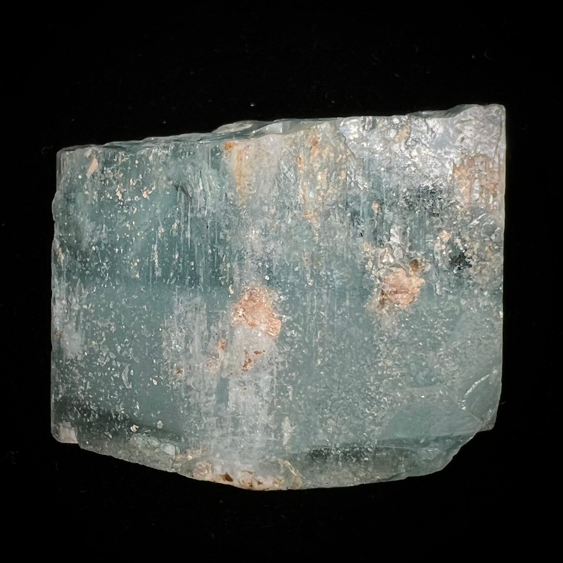 A light greenish blue aquamarine crystal from Brazil.