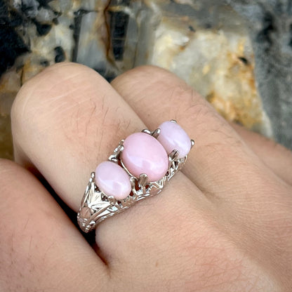 Polly ~ Sterling Silver Pink Peruvian Opal Ring