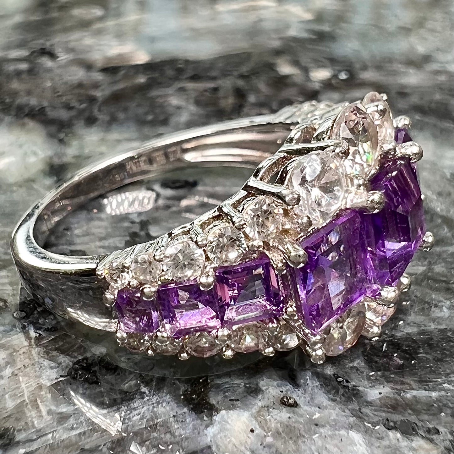 Amethyst & CZ Ring | Sterling Silver