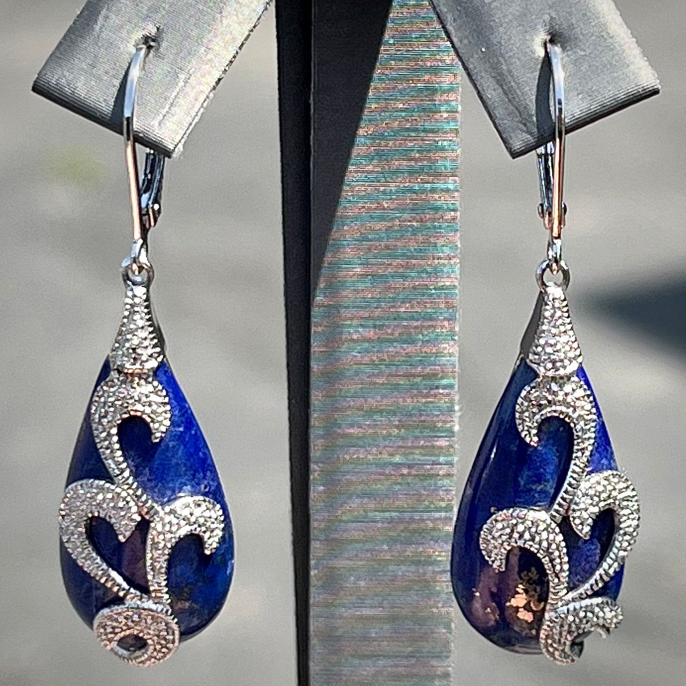 Lapis Lazuli Teardrop Earrings | Sterling Silver