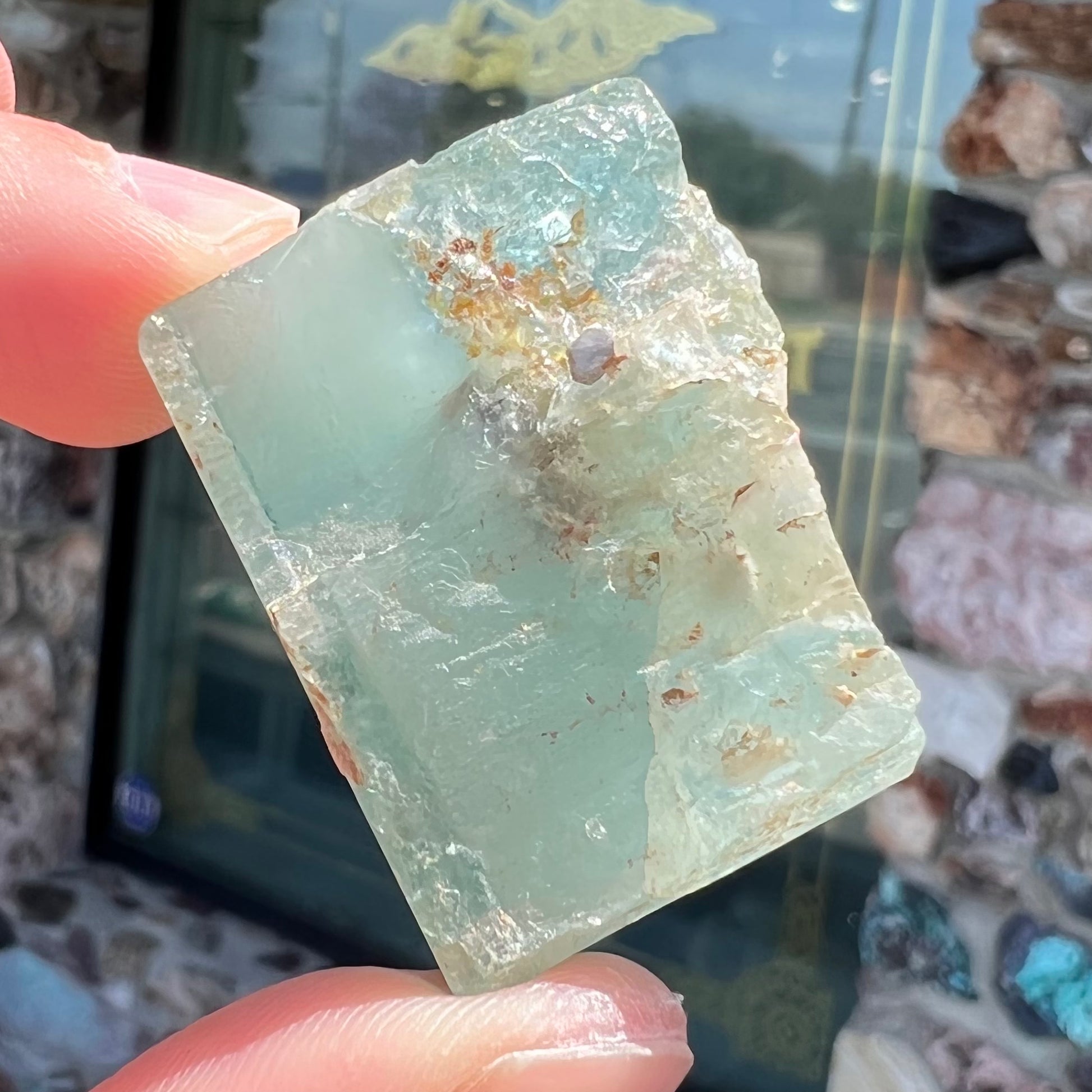 A light greenish blue aquamarine crystal from Brazil.