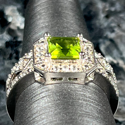 Princess Cut Peridot Ring | Sterling Silver
